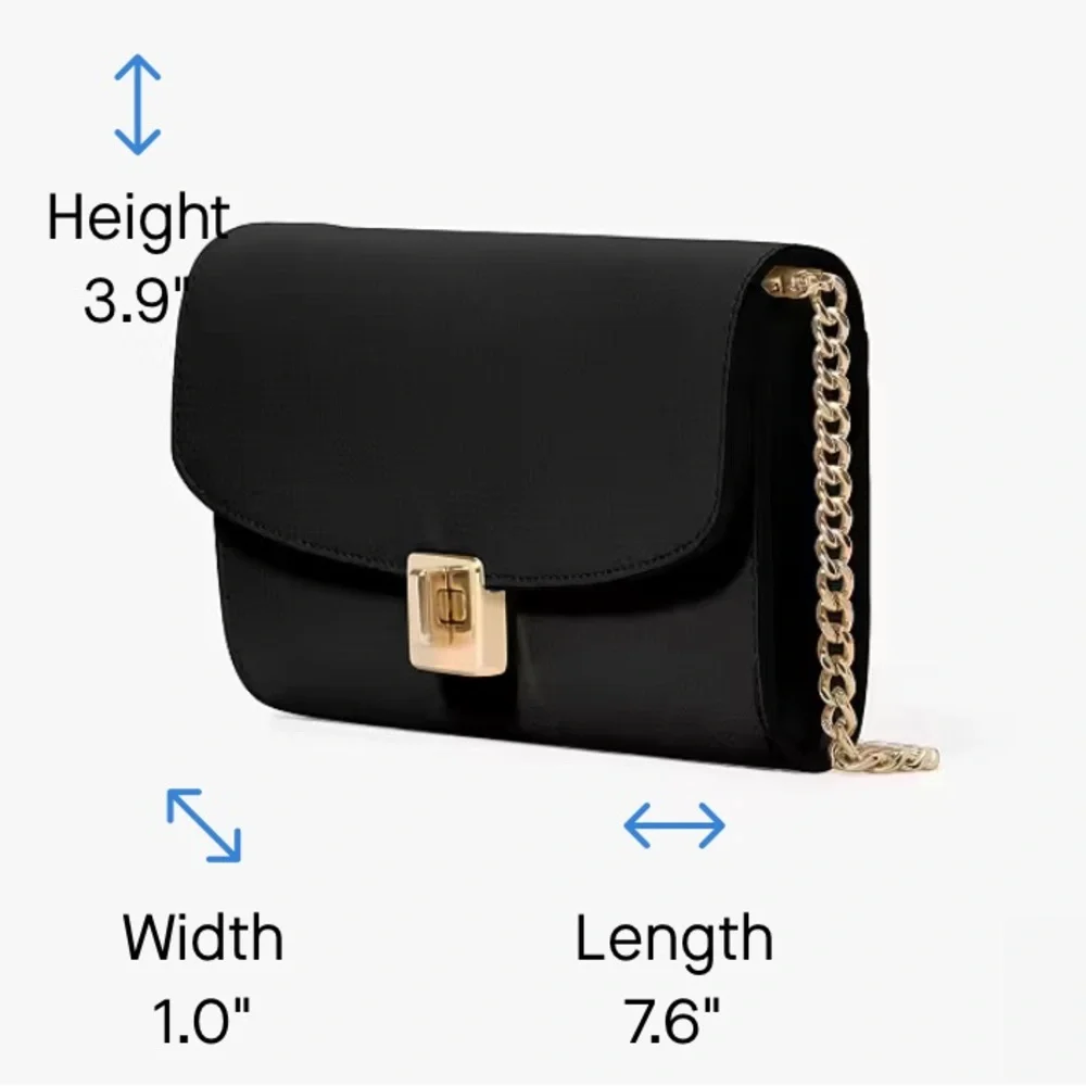 Kate Spade Phoebe Refined Grain Leather Turnlock Wallet On A Chain Black Gold